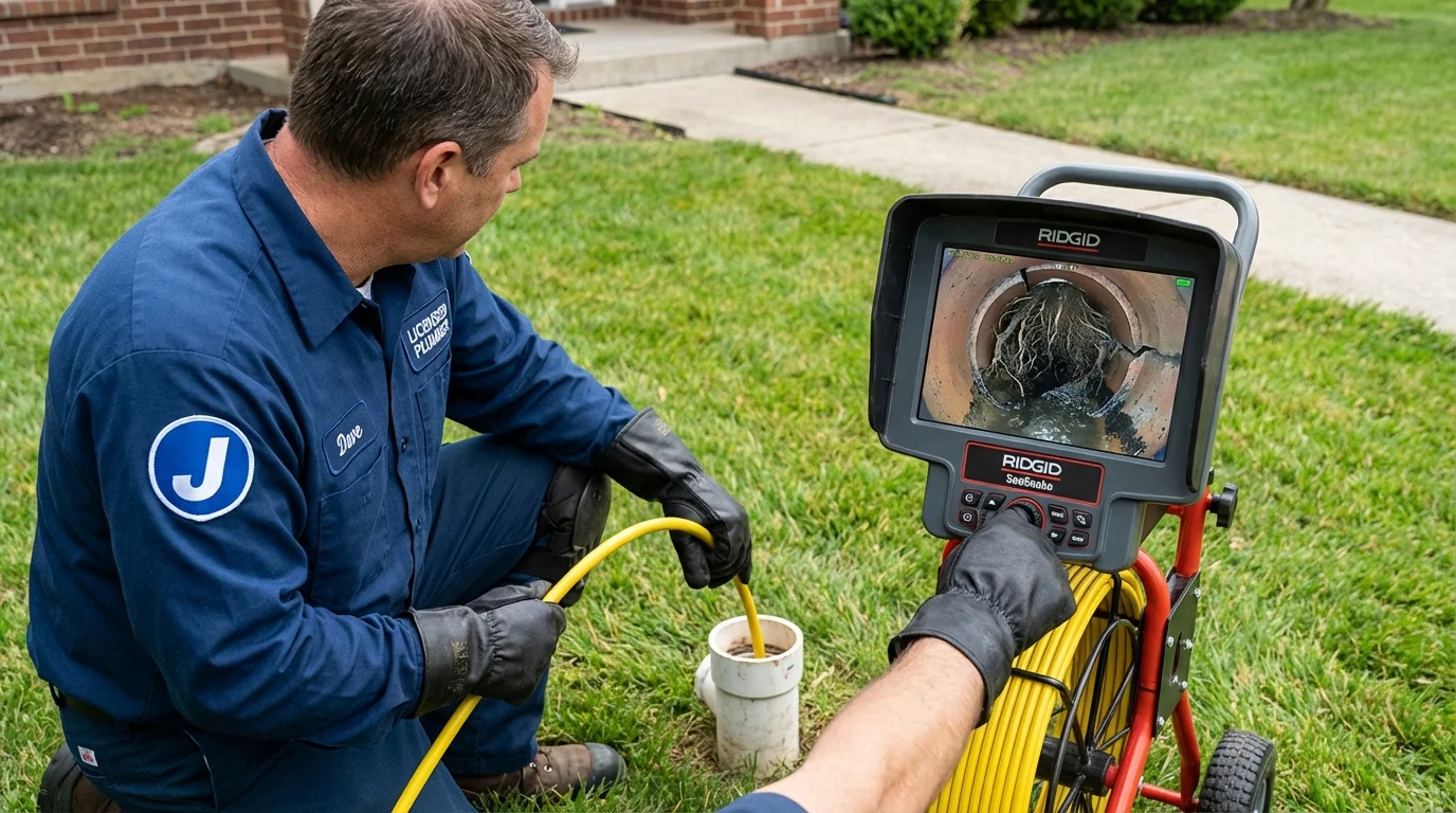 Sewer camera inspection being performed by Johns Plumbing LLC in Almont