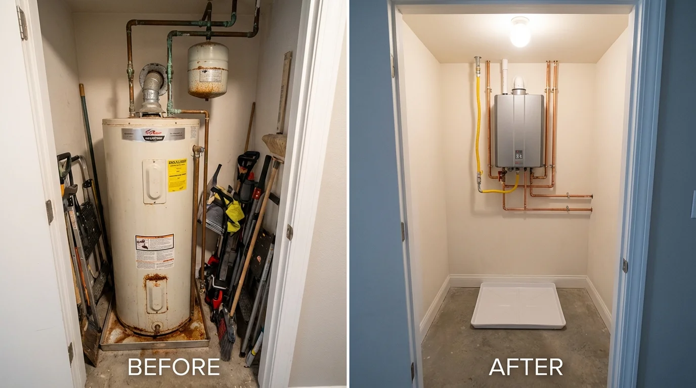 Tank water heater versus wall-mounted tankless unit comparison for Almont, MI homeowners